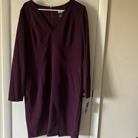 DKNY Elegant Purple Long Sleeve Dress - Picture 6 of 11